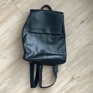 Black leather backpack